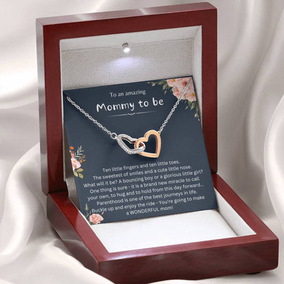 Heartfelt Gift for Mommy To Be - Interlocking Hearts Necklace - Personalize Memories