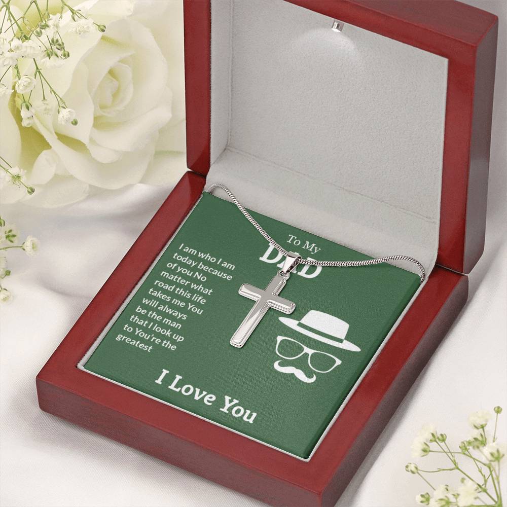 To My Dad Necklace - You're the greatest - Dad Gift from Kids - Artisan Cross Necklace - Personalize Memories