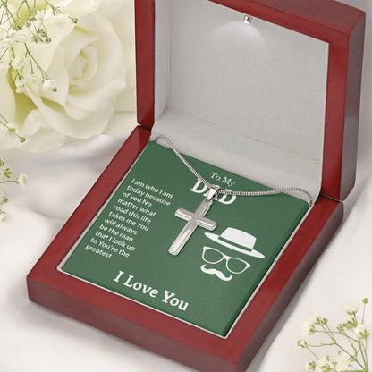 To My Dad Necklace - You're the greatest - Dad Gift from Kids - Artisan Cross Necklace - Personalize Memories