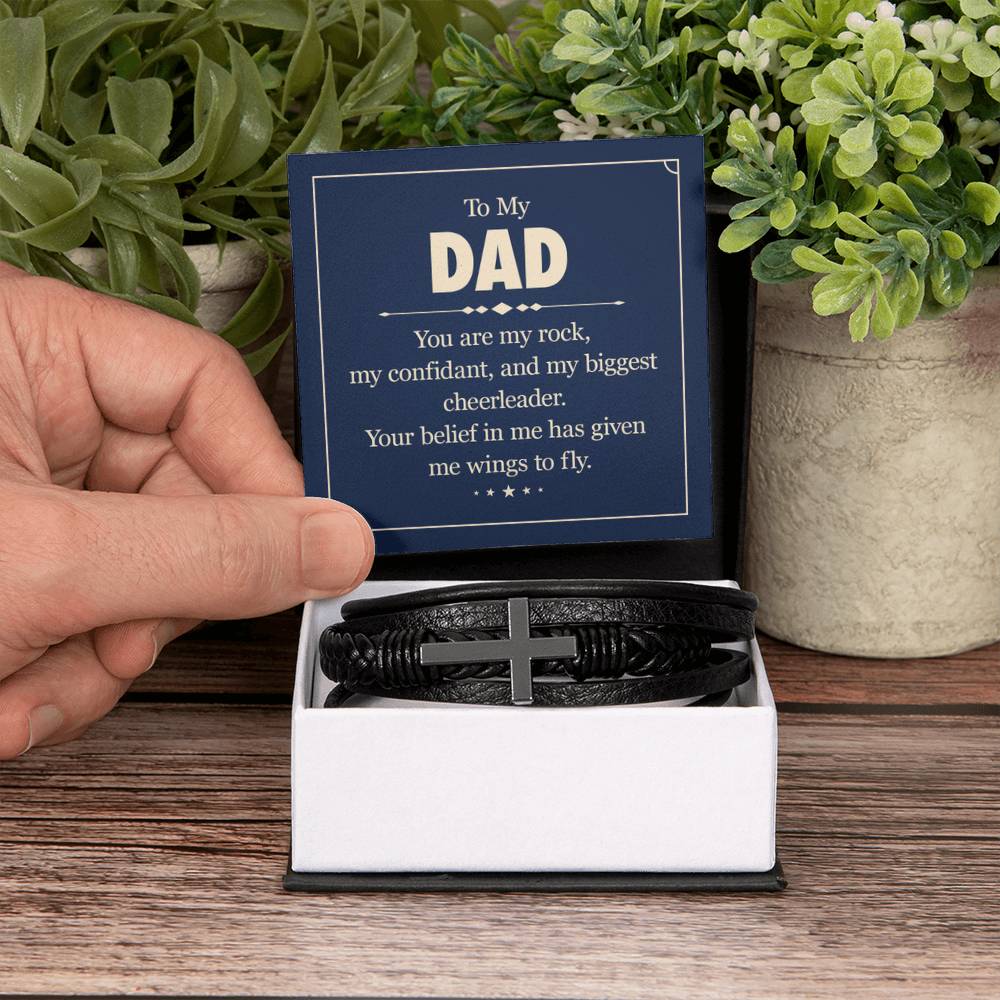 To My Dad - You are my rock - Gift for Dad - Men's Cross Bracelet - Personalize Memories