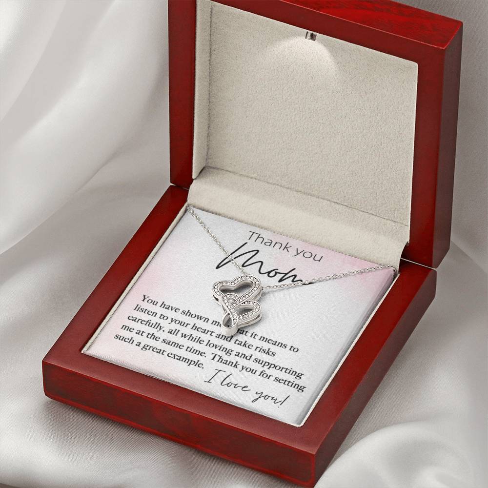 Thank You Mom For Setting Such A Great Example - Heart-to-heart Pendant Necklace - Best Gift For Mom - Personalize Memories