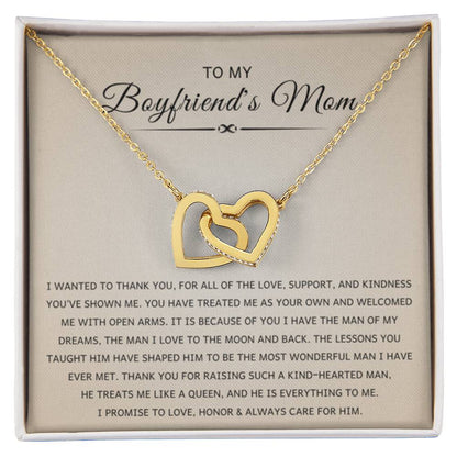 To My Boyfriend's Mom - I wanted to thank you - Interlocking Hearts Necklace - Best Gift for Bf mother - Personalize Memories