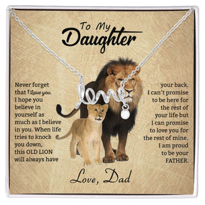 To My Daughter Necklace - Everyday Love Jewelry Gift from Dad for Daughter’s Birthday & Just Because - Scripted Love Necklace - Personalize Memories