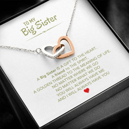 To My Big Sister Necklace - Gift for Sister - Interlocking Hearts Necklace - Personalize Memories