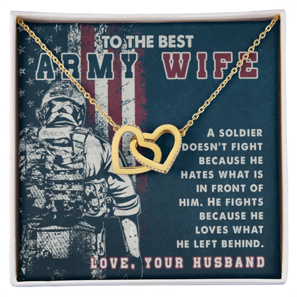 To The Best Army Wife Interlocking Hearts Necklace from Husband - Personalize Memories