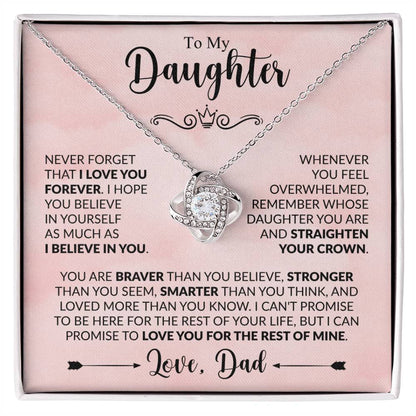 To My Daughter - Never Forget That I Love You - Love Knot Necklace Gift from Dad - Personalize Memories