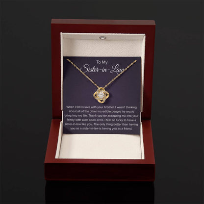 To My Sister In Law - Thank You for Accepting Me - Love Knot Necklace - Personalize Memories