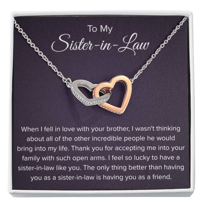 To My Sister In Law - Thank You for Accepting Me - Interlocking Hearts Necklace - Personalize Memories