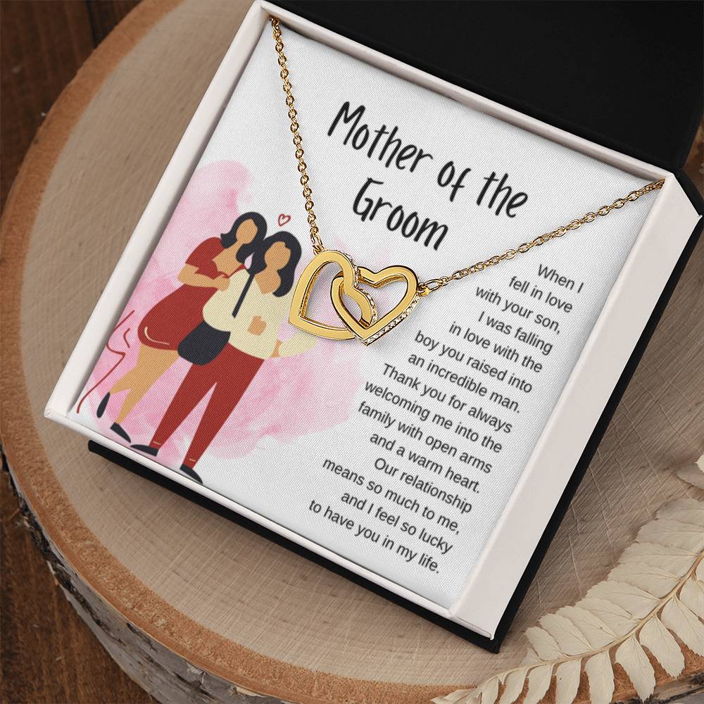 Mother of the Groom Gift - Our relationship means so much to me - Interlocking Hearts Necklace - Personalize Memories