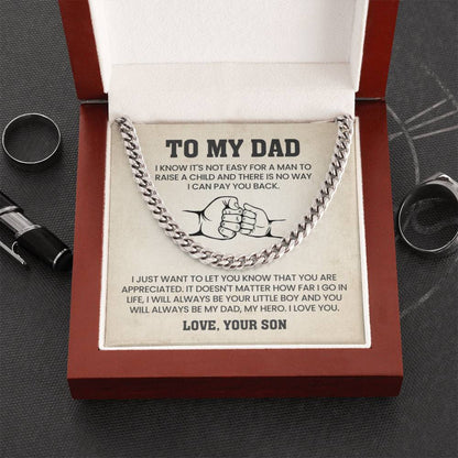 Gift for Dad from Son - Cuban Link Chain - Personalize Memories