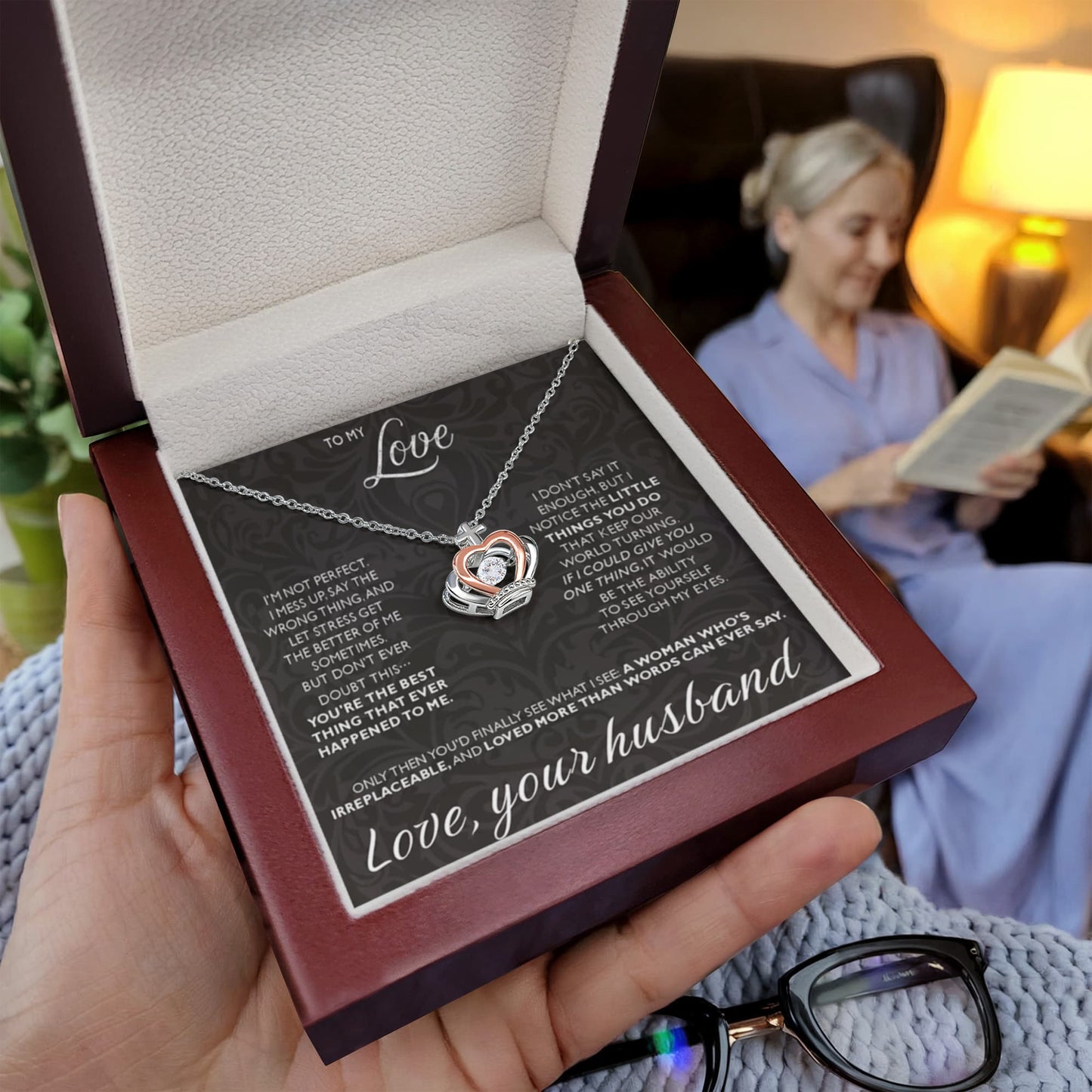 To My Love Necklace from Husband - Sweet Romantic Gift for Every Occasion - Crown Pendant Necklace - Personalize Memories