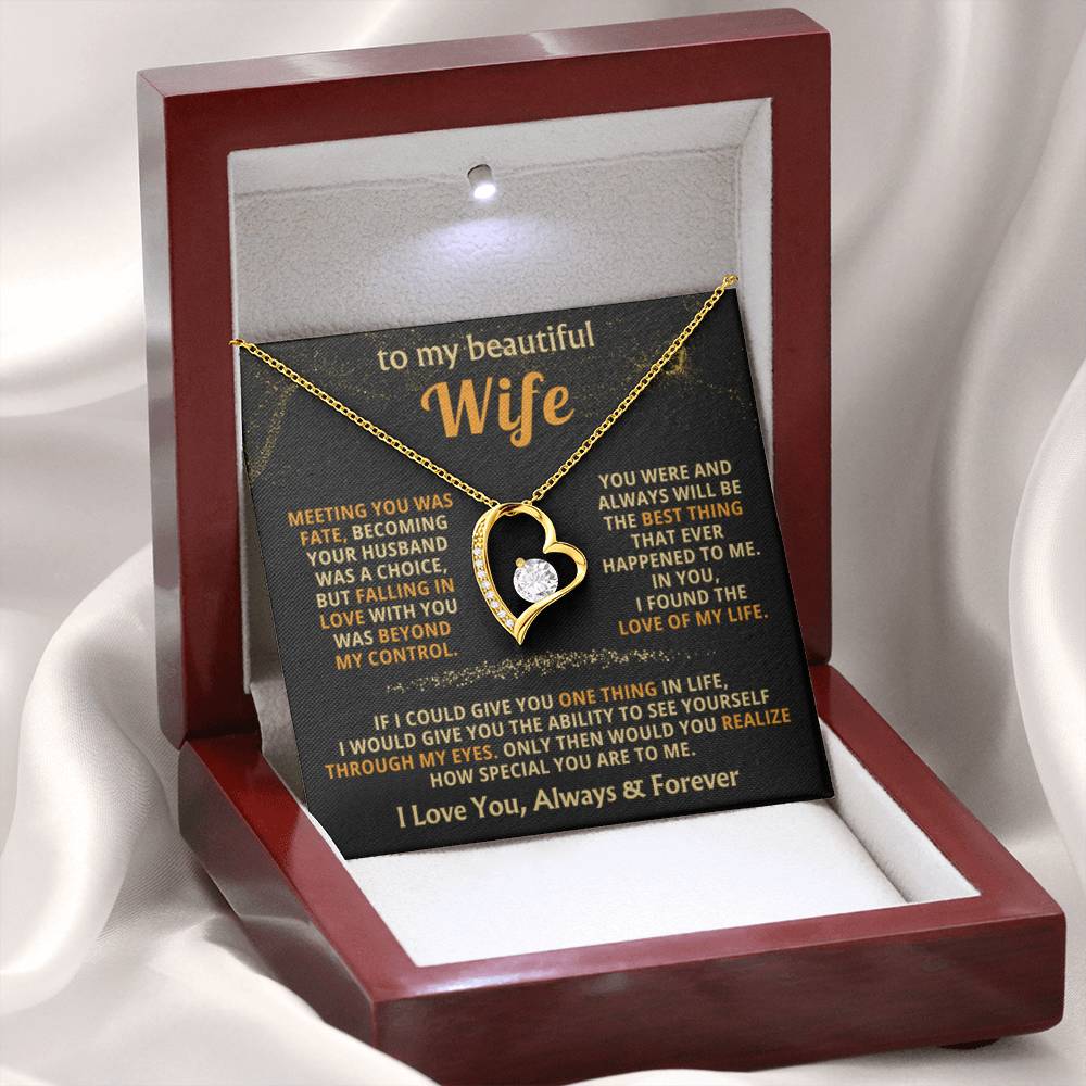 To My Beautiful Wife Necklace - Emotional Love Jewelry Gift from Husband for Valentine’s Day & Birthday Happiness - Forever Love Necklace - Personalize Memories