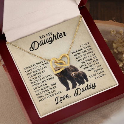 To My Daughter Necklace - Proud Dad to Daughter Jewelry for Birthday, Graduation & Special Celebrations - Interlocking Hearts Necklace - Personalize Memories