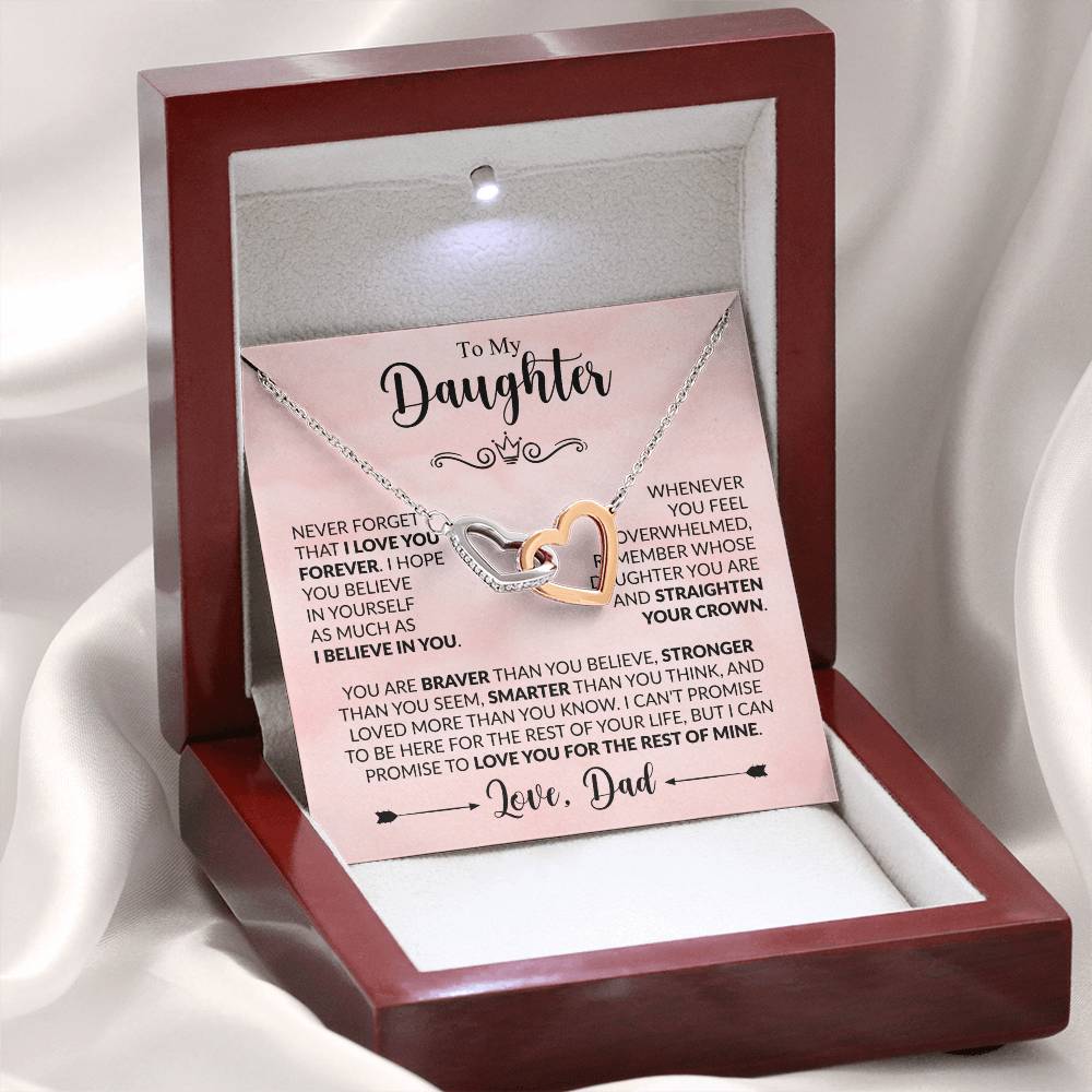 To My Daughter - Never Forget That I Love You - Interlocking Hearts Necklace Gift from Dad - Personalize Memories