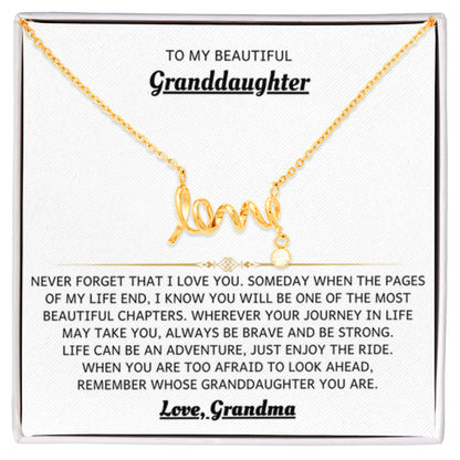 To My Granddaughter Necklace – Holiday Birthday Jewelry Gift from Grandma – Scripted Love Necklace - Personalize Memories