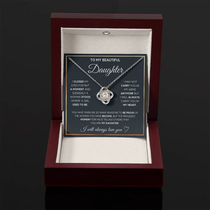 To My Daughter Necklace – Daughter Christmas Graduation Jewelry Gift – Love Knot Necklace - Personalize Memories