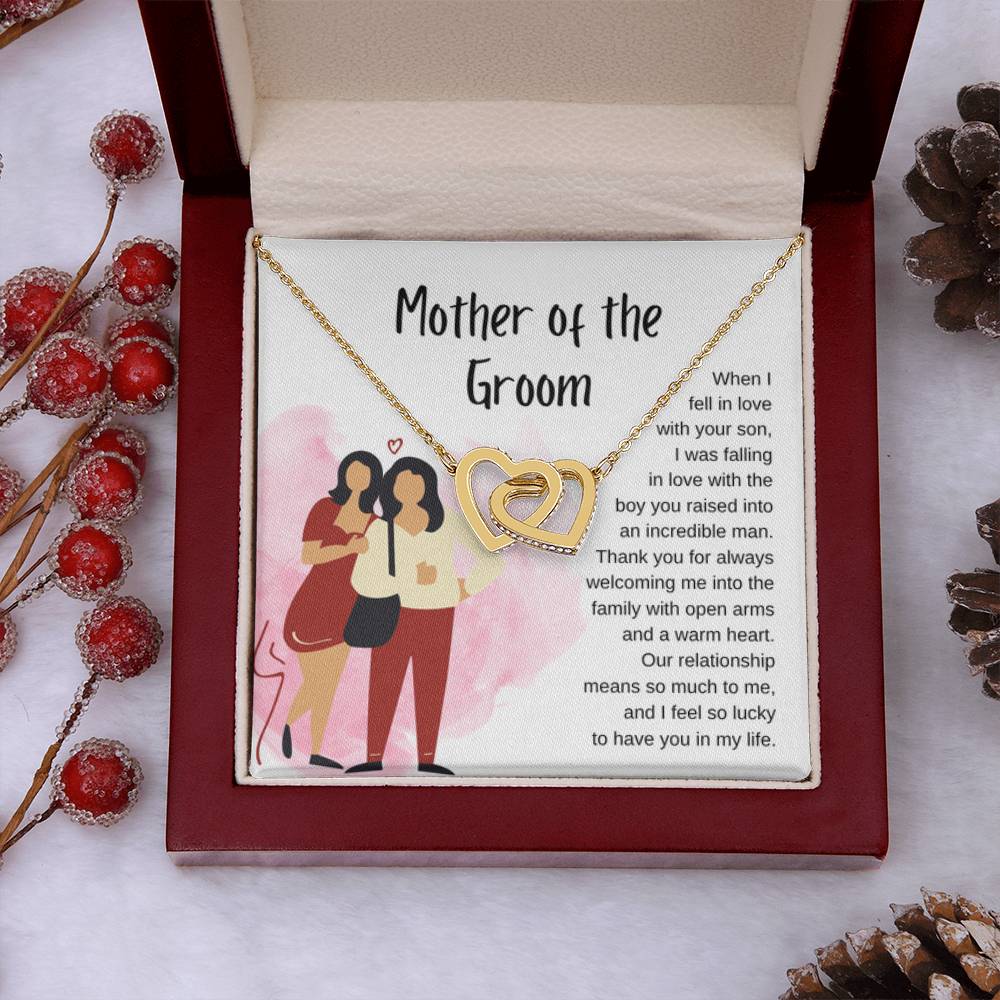 Mother of the Groom Gift - Our relationship means so much to me - Interlocking Hearts Necklace - Personalize Memories