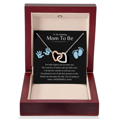 To an Amazing Mom To Be - Wonderful Mom To Be - Interlocking Hearts Necklace - Personalize Memories