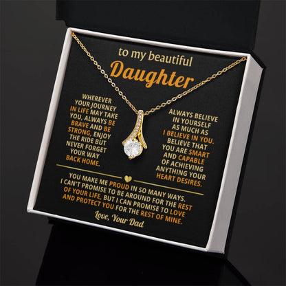 To My Daughter Necklace – Daughter Gift for Birthday Graduation Achievements – Alluring Beauty Necklace - Personalize Memories