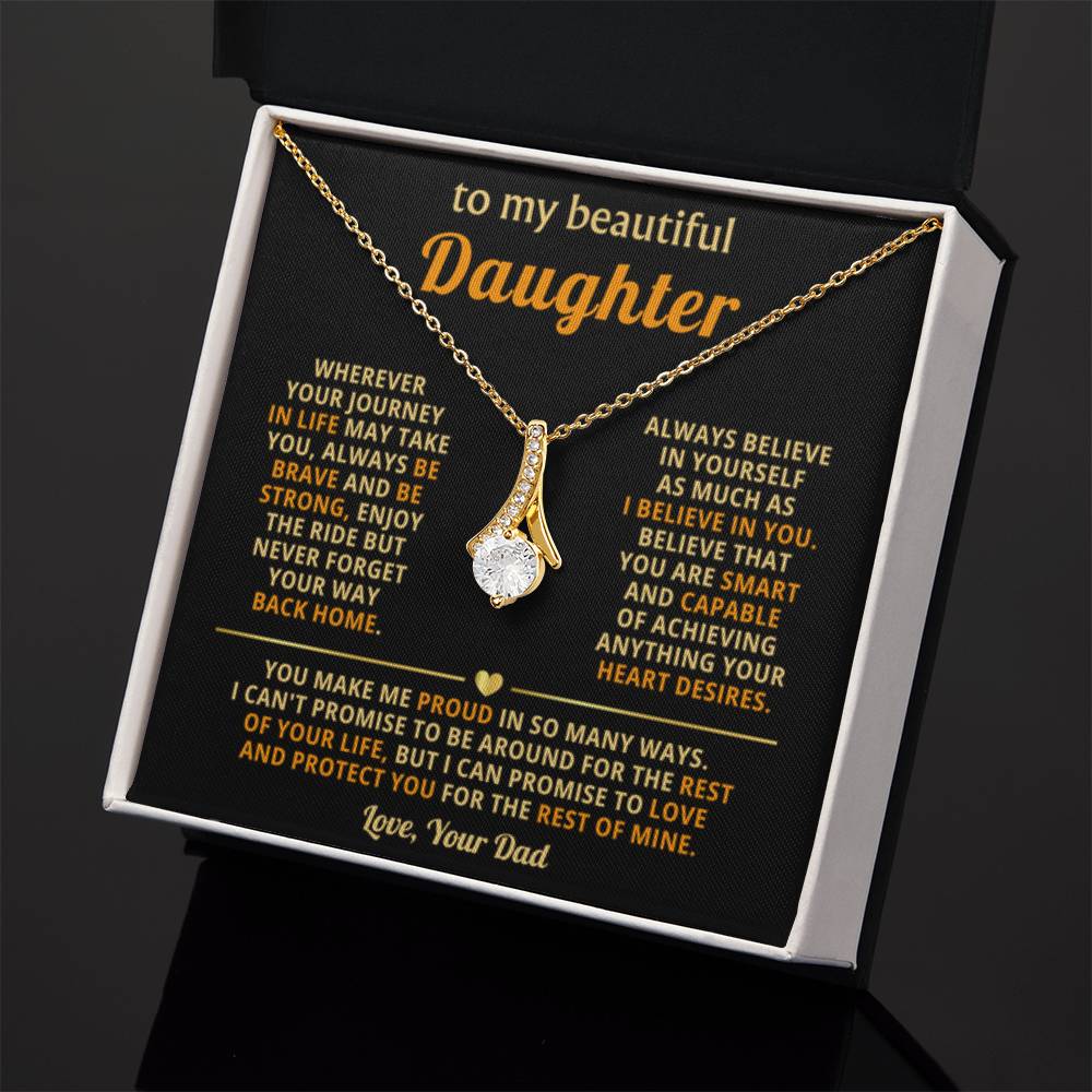 To My Daughter Necklace – Daughter Gift for Birthday Graduation Achievements – Alluring Beauty Necklace - Personalize Memories