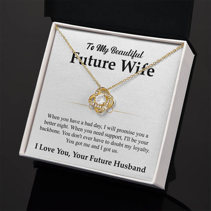 To My Beautiful Future Wife Gift from Husband - Love Knot Necklace - Personalize Memories