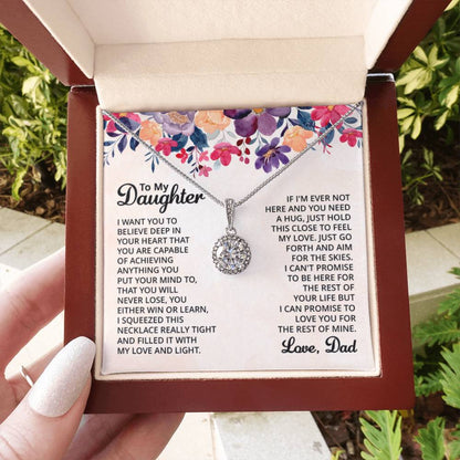 To My Daughter Necklace - Best Proud Dad Jewelry Gift for Daughter’s Special Days & Celebrations - Eternal Hope Necklace - Personalize Memories