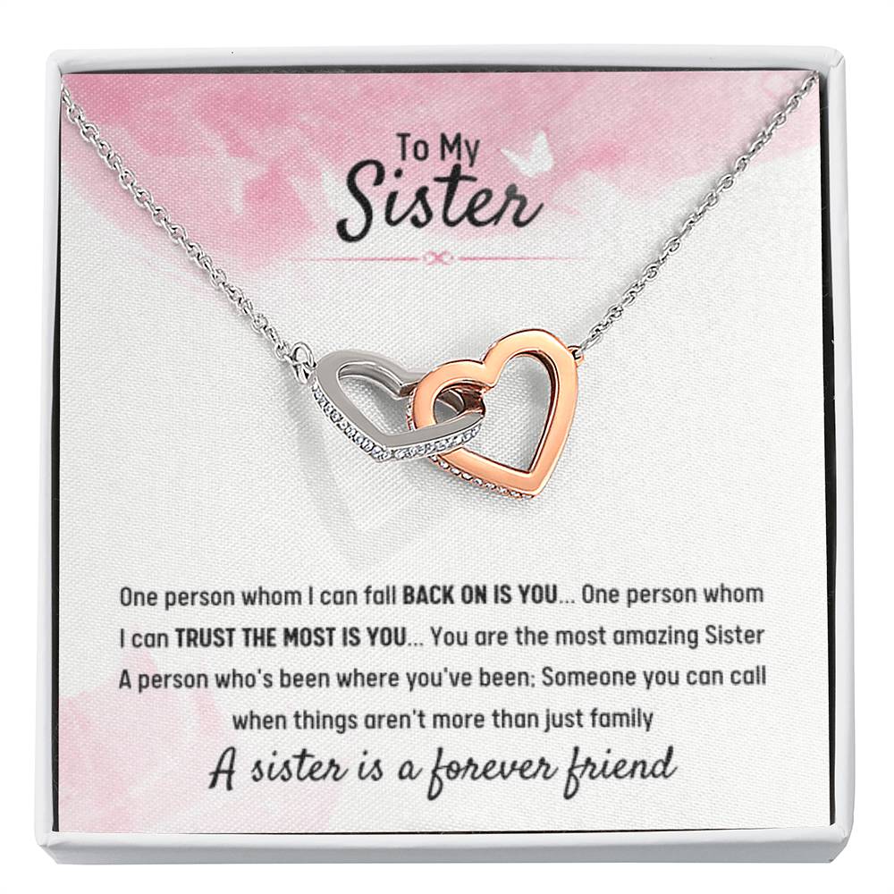 Jewelry Gift for Sister - A sister is a forever friend - Interlocking Hearts Necklace - Personalize Memories