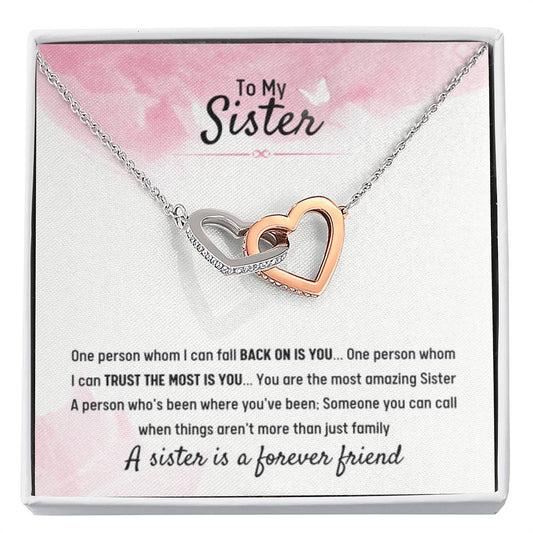 Jewelry Gift for Sister - A sister is a forever friend - Interlocking Hearts Necklace - Personalize Memories