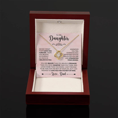 To My Daughter - Never Forget That I Love You - Love Knot Necklace Gift from Dad - Personalize Memories