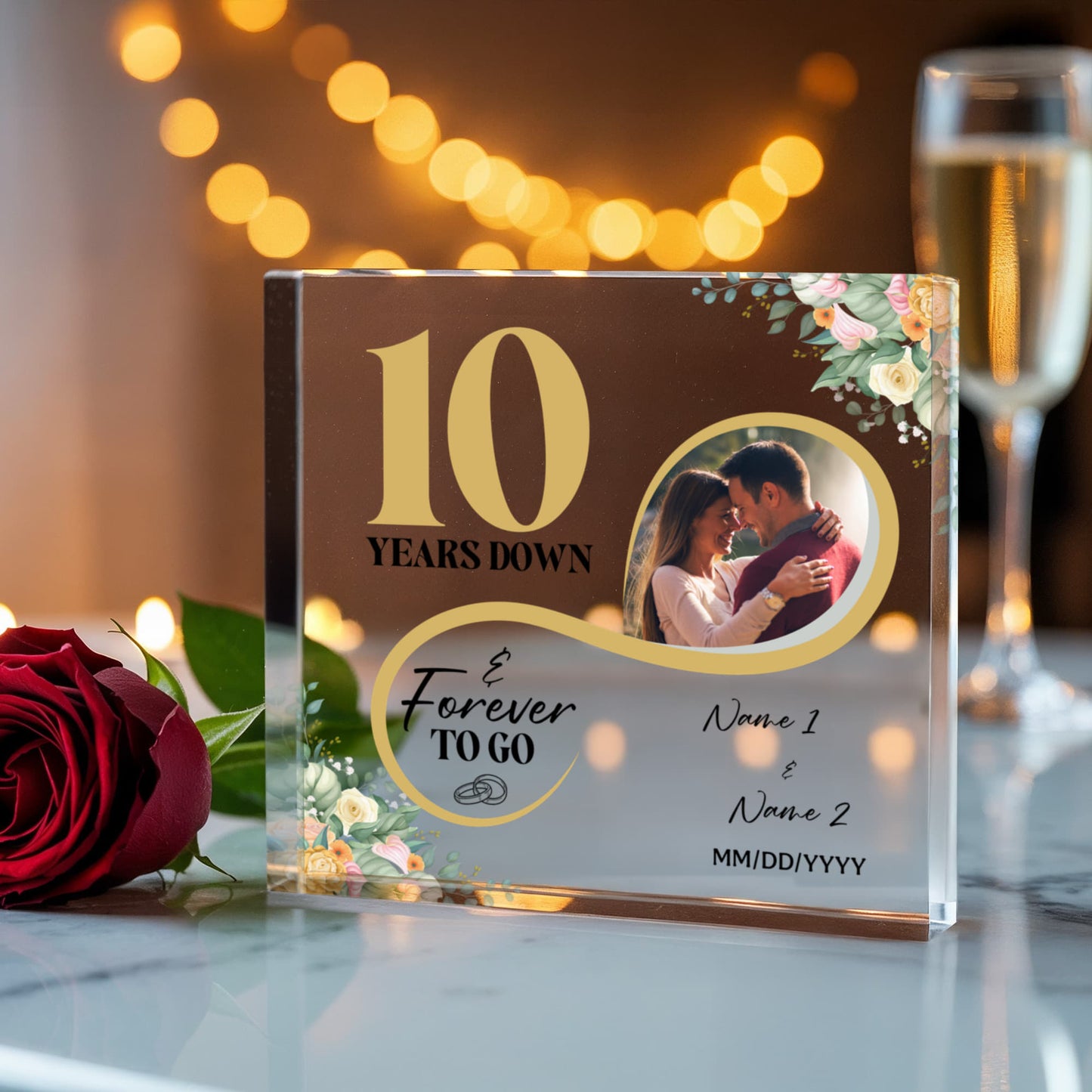 Personalized Acrylic Block, Custom Photo, Happy 10th Wedding Anniversary Gifts, Marriage Gifts, 10 Year Married Gift Wife Husband Present
