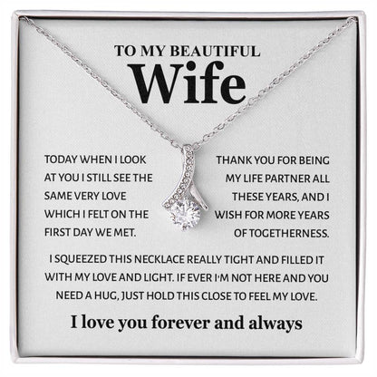 To My Beautiful Wife - Feel My Love - Alluring Beauty Necklace Gift from Husband - Personalize Memories