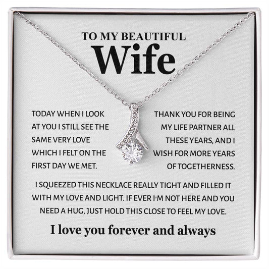 To My Beautiful Wife - Feel My Love - Alluring Beauty Necklace Gift from Husband - Personalize Memories