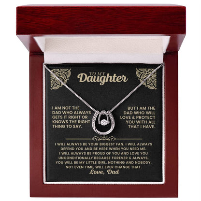 To My Daughter Necklace - Heartfelt Gift from Dad for Birthday, Graduation & Proud Dad Moments - Lucky In Love Necklace - Personalize Memories