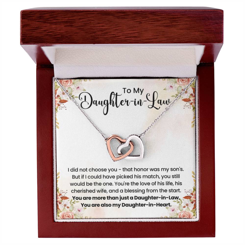 To My Beautiful Daughter In Law - Interlocking Hearts Necklace - Gift for Bonus Daughter - Personalize Memories