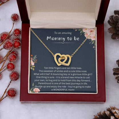 Heartfelt Gift for Mommy To Be - Interlocking Hearts Necklace - Personalize Memories