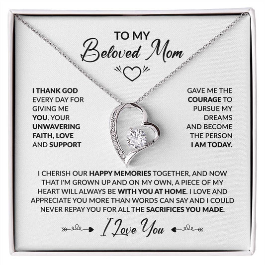 To My Beautiful Mom - I Thank God Every Day for Giving Me You - Forever Love Necklace - Personalize Memories