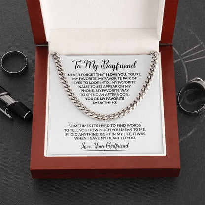 Gift for Boyfriend from Girlfriend - Sometimes It's Hard To Find Words To Tell You - Cuban Link Chain - Personalize Memories