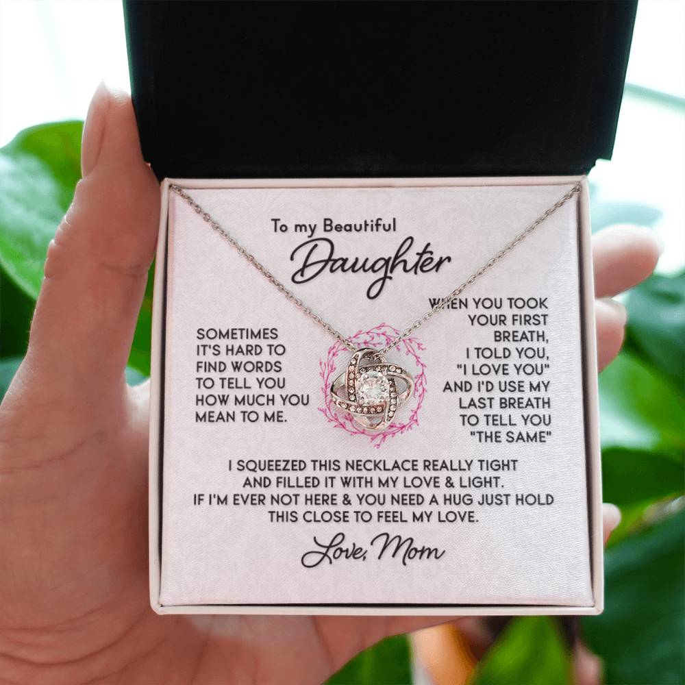 To My Daughter Necklace – Jewelry Gift for Daughter from Mother – Love Knot Necklace - Personalize Memories