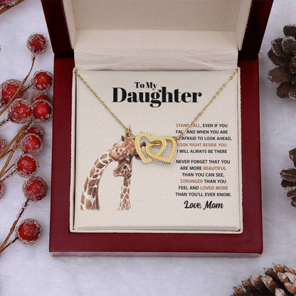 To My Daughter Necklace – Daughter Birthday Graduation Celebration Gift from Mom – Interlocking Hearts Necklace - Personalize Memories