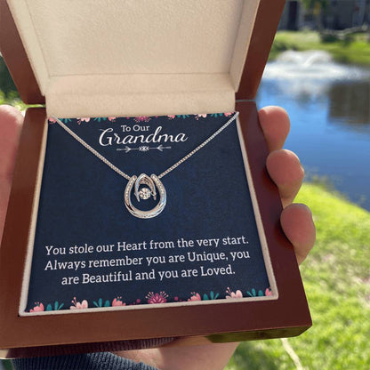 To Our Grandma Necklace - You stole our heart from the very start Grandma - Lucky In Love PARTNER - Personalize Memories