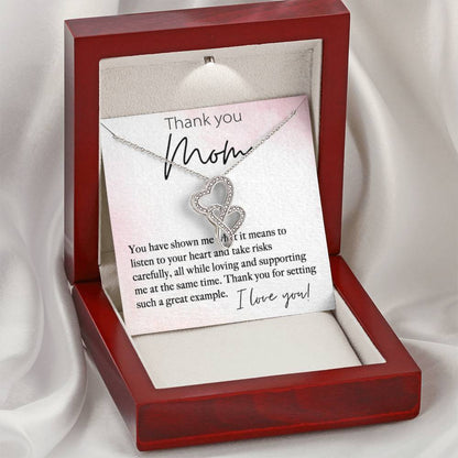 Thank You Mom For Setting Such A Great Example - Heart-to-heart Pendant Necklace - Best Gift For Mom - Personalize Memories