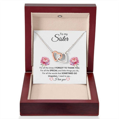 To My Sister Necklace - Thank You Gift for Sister - Interlocking Hearts Necklace - Personalize Memories