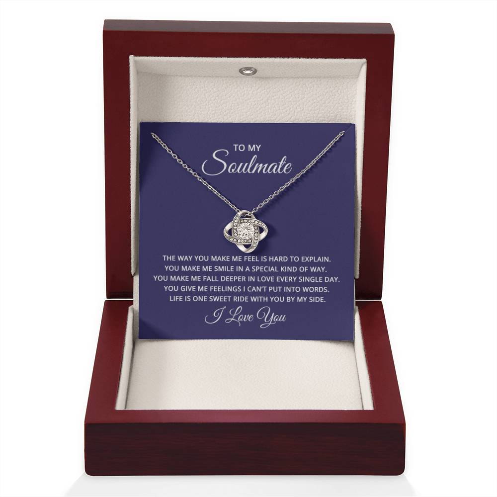 To My Soulmate Necklace - Romantic Necklace Gift for Her for Birthday & More - Love Knot Necklace - Personalize Memories