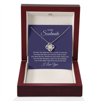 To My Soulmate Necklace - Romantic Necklace Gift for Her for Birthday & More - Love Knot Necklace - Personalize Memories