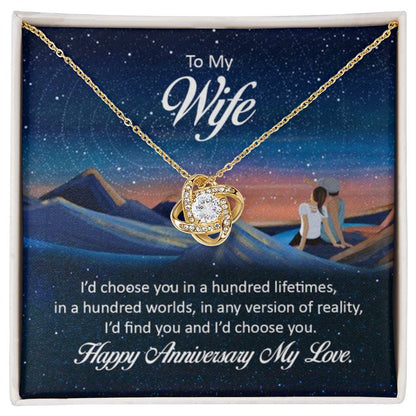 To My Wife - Anniversary Gift for Wife - Love Knot Necklace - Personalize Memories