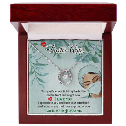 To My Doctor Wife Necklace - Emotional Valentine’s Day Gift from Husband - Lucky In Love Necklace - Personalize Memories
