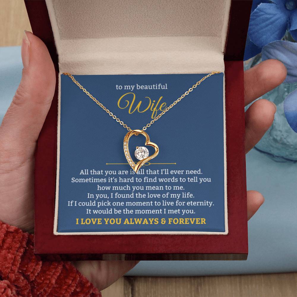To My Beautiful Wife Necklace - Romantic Husband to Wife Jewelry for Birthday, Valentine’s Day & Special Celebrations - Forever Love Necklace - Personalize Memories