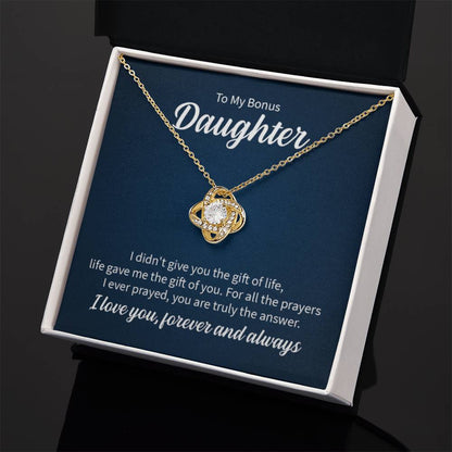 To My Bonus Daughter Necklace – Daughter Gift for Birthday, Graduation Achievements – Love Knot Necklace - Personalize Memories