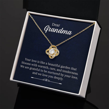Dear Grandma - Your love is like a beautiful garden - Grandma Gift Grandma - Love Knot Necklace - Personalize Memories