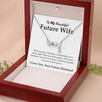 To My Future Wife Gift - Beautiful Necklace for Girlfriend for Birthday, Christmas & Romantic Moments - Scripted Love Necklace - Personalize Memories